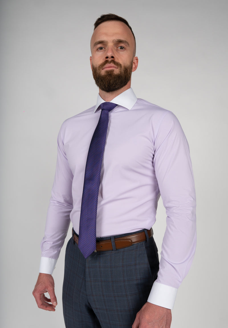 Premium Stretch Dress Shirt - Light Purple w/ Contrast Cuff & Collar